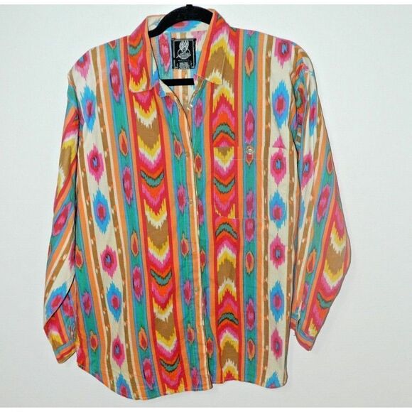 Short Circuit‎  Shirt Womens Medium Vintage Orange  Button Up Western Cow… - Picture 5 of 6